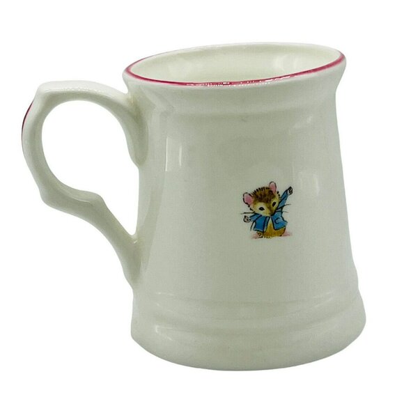 Mouse Party Straffordshire Amber Bone China Handled Cup 6 oz Pink Trim - Picture 3 of 8